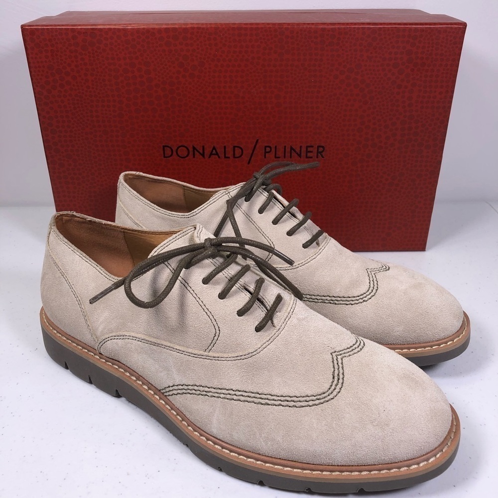 DONALD J. Pliner Sennet Beige Suede Oxfords Shoes